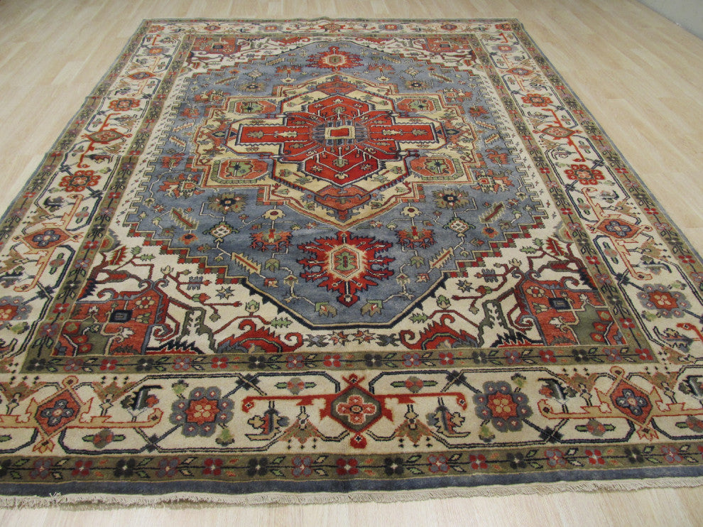 Blue Traditional Oriental Serapi Area Rug