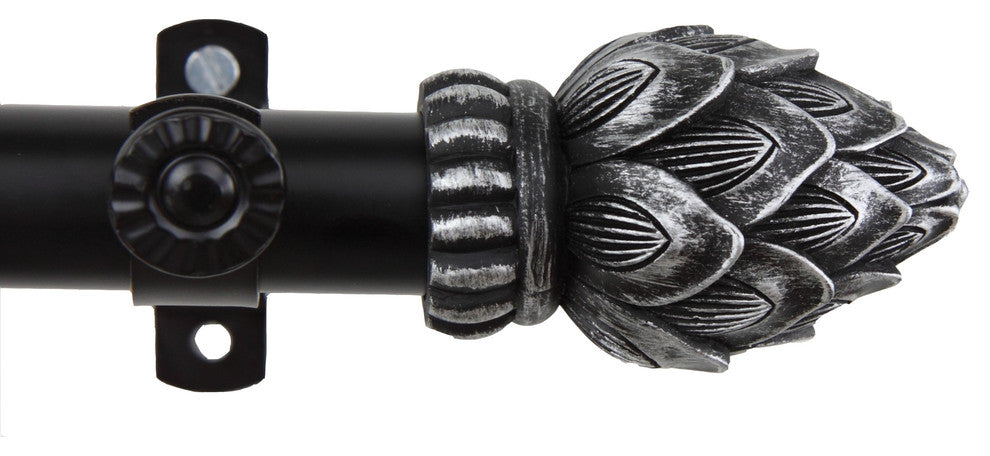 Bud Curtain Rod, Black, 120-170"