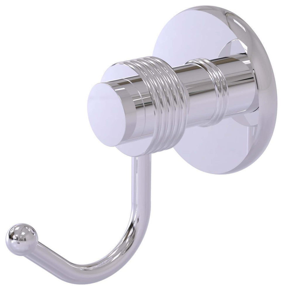 Mercury Robe Hook with Groovy Accents, Polished Chrome