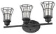 Three Light Matte Black Cage Wall Sconce