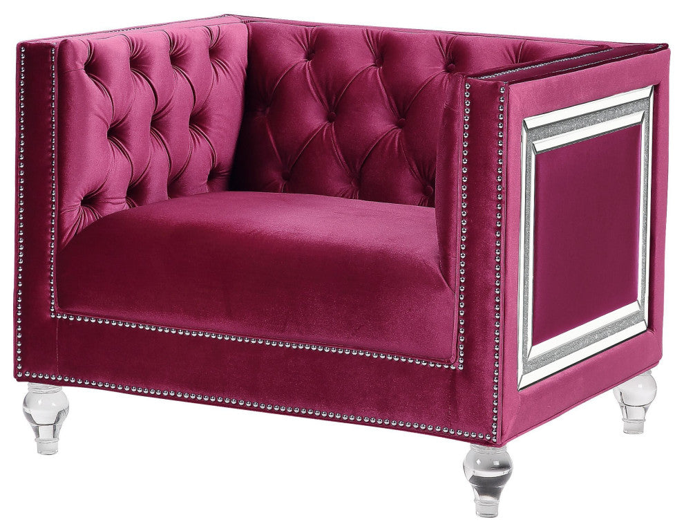 ACME Heibero Chair in Burgundy Velvet