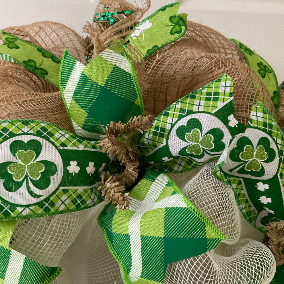 Blarney Spoken Here St Patricks Day Handmade Deco Mesh Wreath