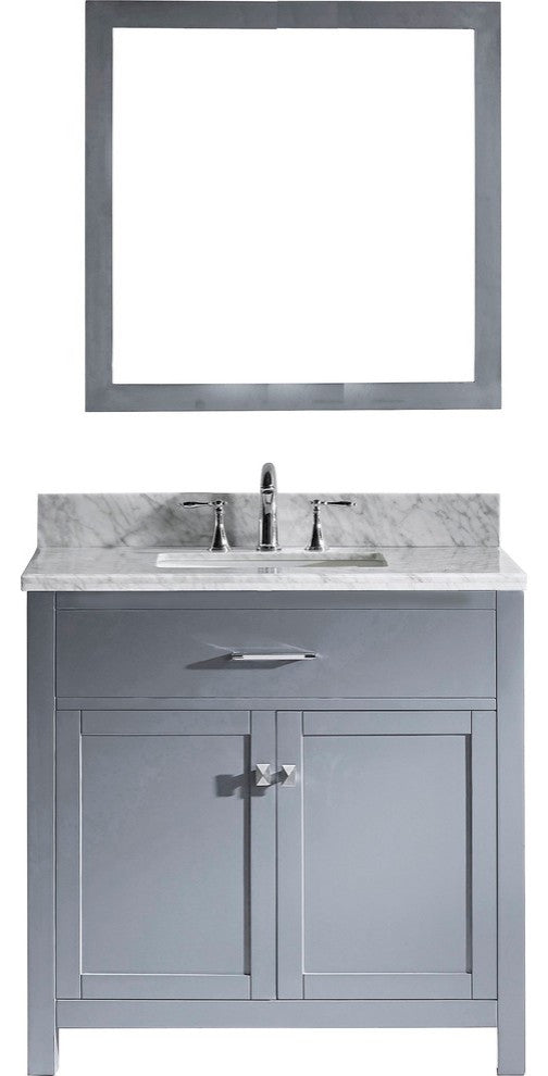 Caroline 36" Single Bathroom Vanity Set Gray, Marble Countertop