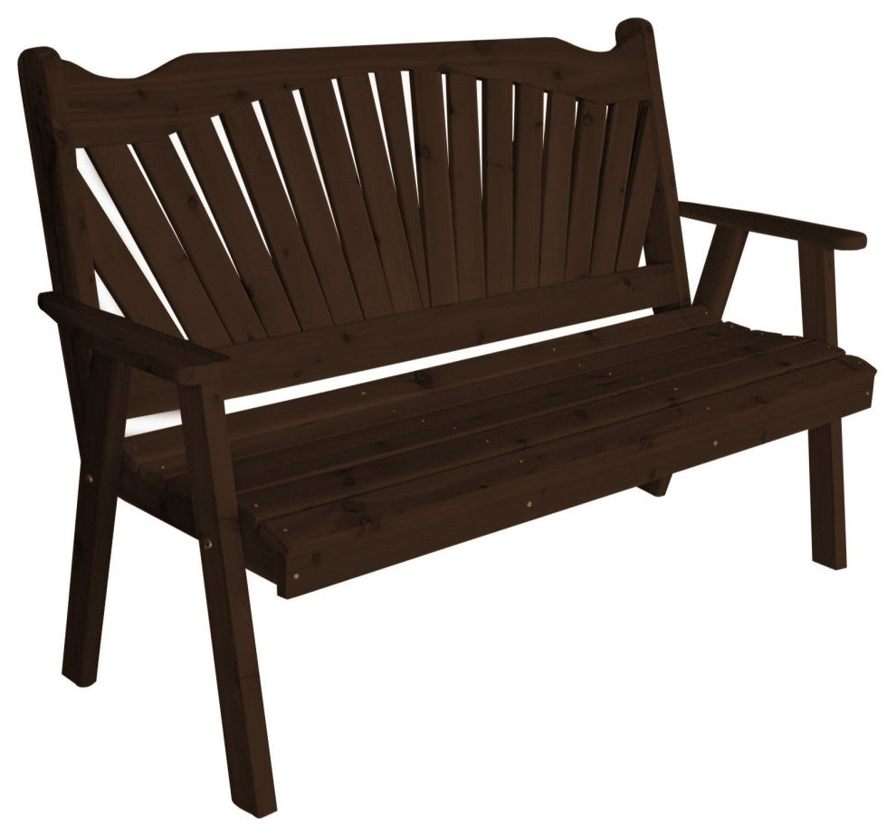 Cedar Fanback Bench, Walnut Stain, 6 Foot