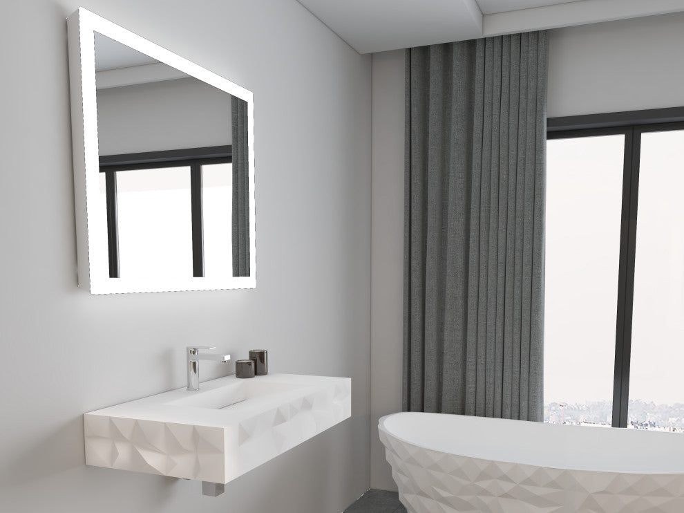 CastelloUSA Knightsbrook Floating Wall Mounted Bathroom Sink, White, 36"