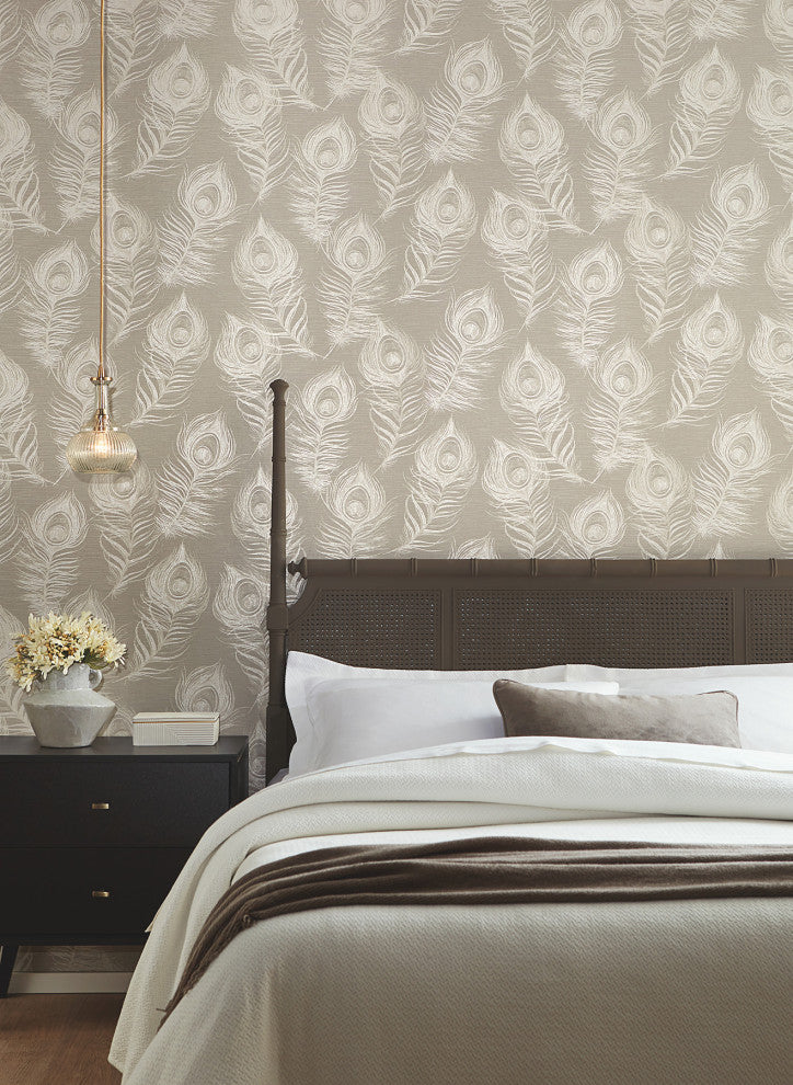 Mink Regal Peacock Wallpaper