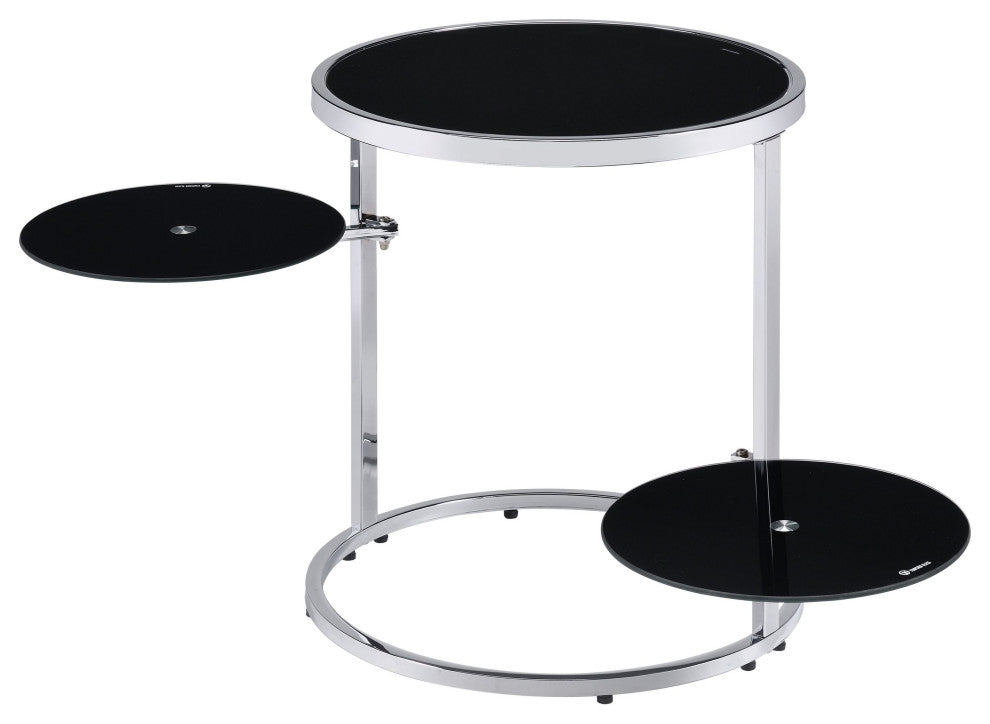 ACME Lynch Side Table, Black and Chrome Finish