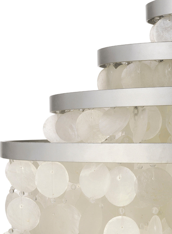 Round Chandelier With Capiz Shells, White