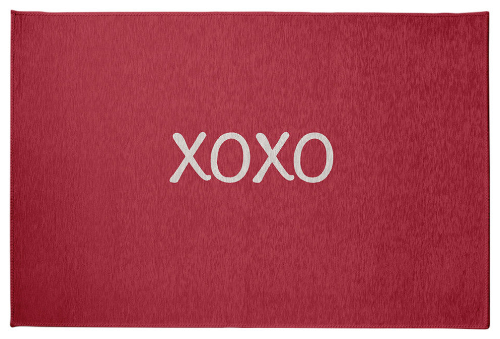XOXO Valentines Chenille Rug, Brick, 4'x6'