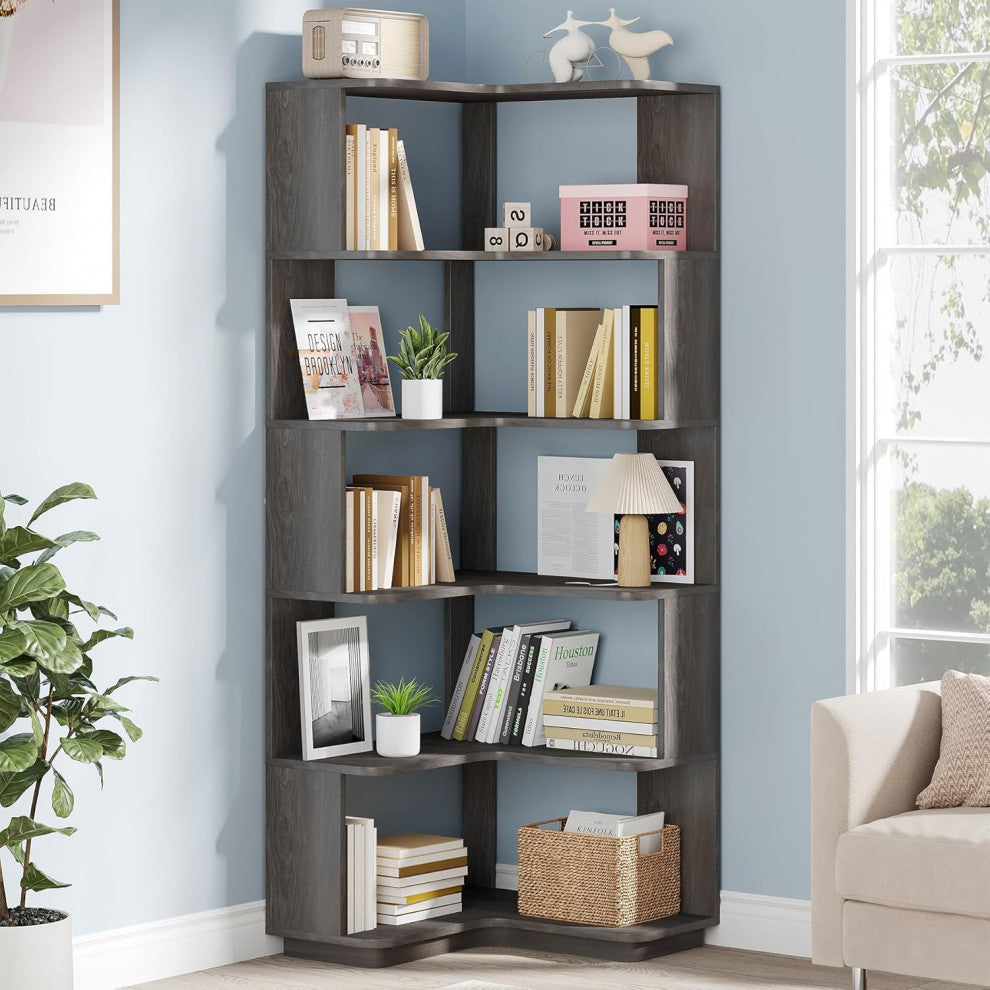 Tribesigns Corner Bookcase, L-Shaped Bookshelf, Book Shelf, Display Shelves