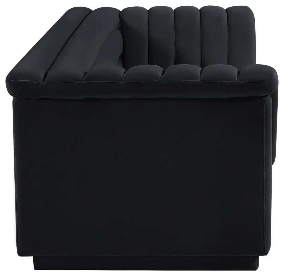 Cascade Upholstered Set, Black, Velvet, Sofa