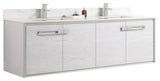 Oakville Wall Mount Bathroom Vanity, Mild Grey Oak, 72", Chrome Hardware