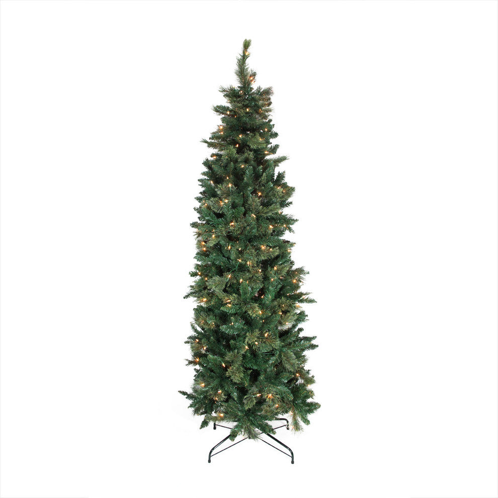 Pre-Lit Cashmere Mixed Pine Pencil Tree 768 Tips 300 Clear Lights, 7'