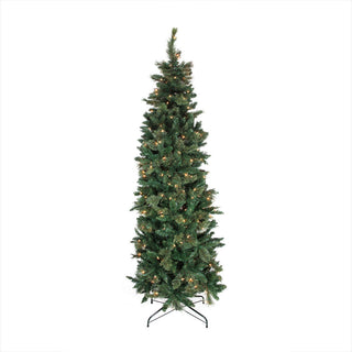 Pre-Lit Cashmere Mixed Pine Pencil Tree 768 Tips 300 Clear Lights, 7'