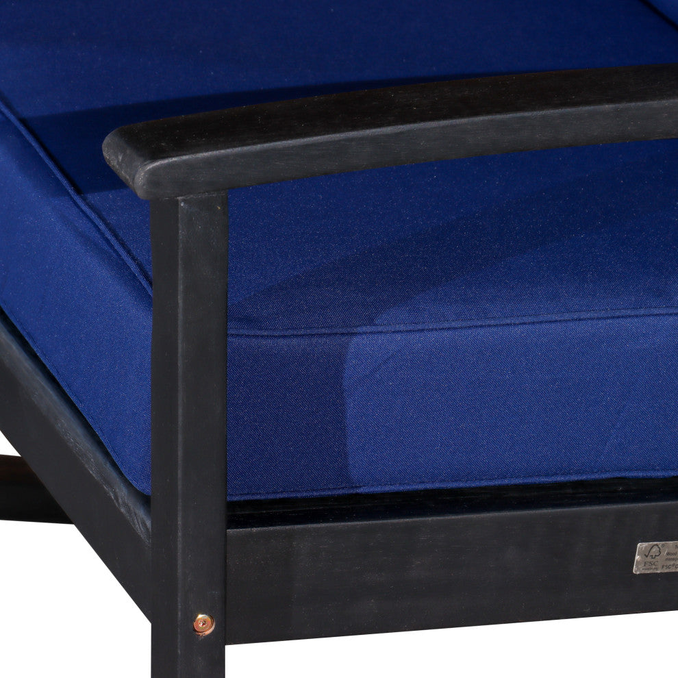 DTY Outdoor Living Longs Peak Eucalyptus Rocker w/ Cushions, Espresso, Navy