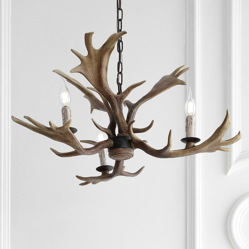 Eldora Adjustable Resin Antler 6-Light Chandelier, Width: 27"