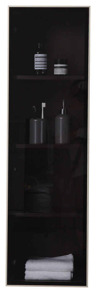LUCE 13" Wall Mount Modern Bathroom Side Cabinet, Dark Walnut/Dark Gold