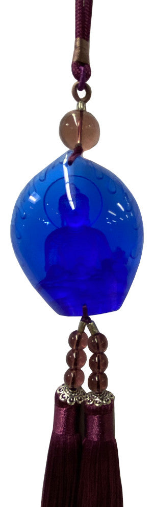 Liuli Crystal Glass Fengshui Fortune Blue Medicine Buddha Decor Tassel Hws1355