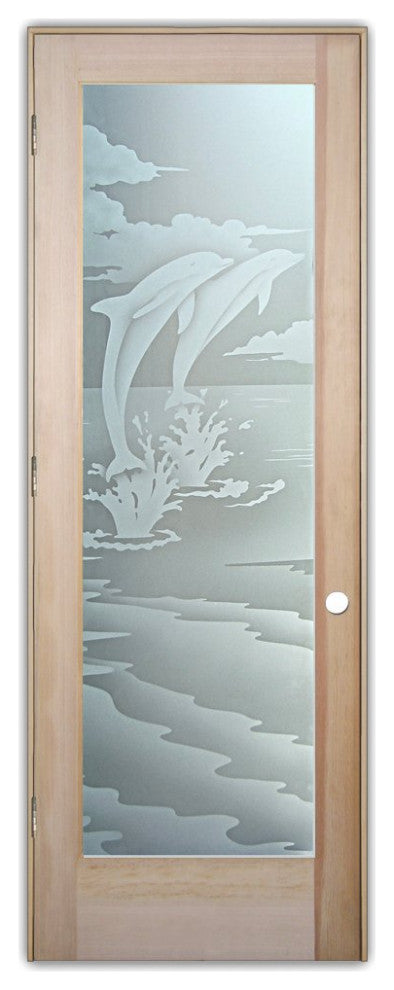 Interior Prehung Door or Interior Slab Door - Dolphins Leaping - Douglas Fir...