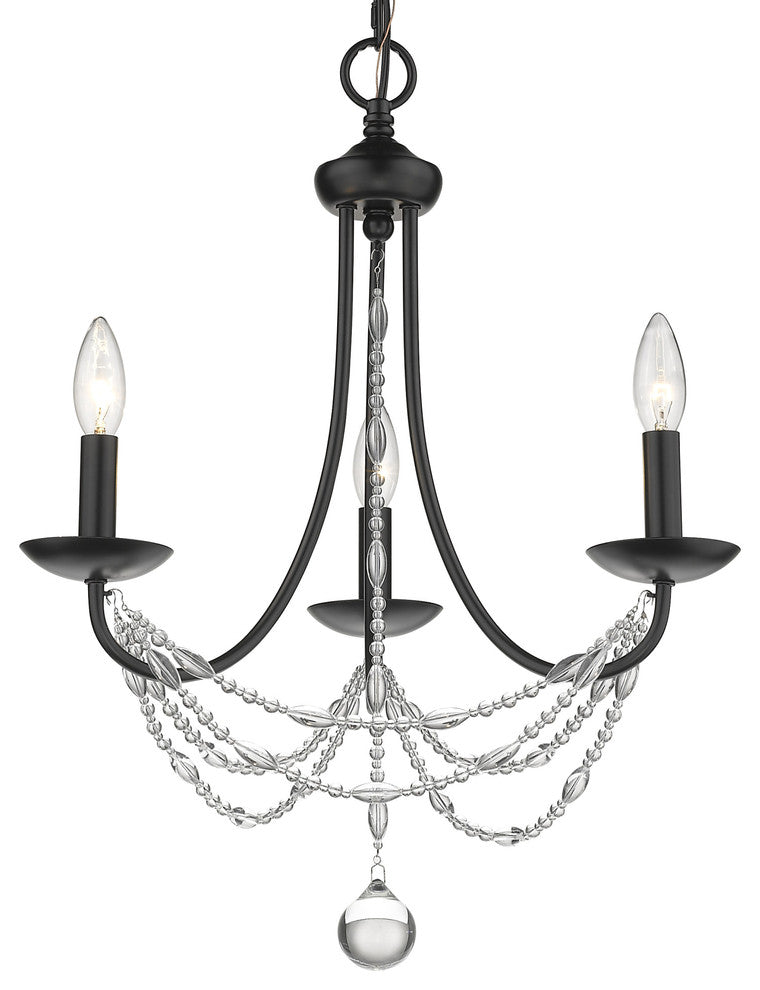 Golden Lighting 7644-M3 Mirabella 3 Light 18"W Crystal Chandelier - Black