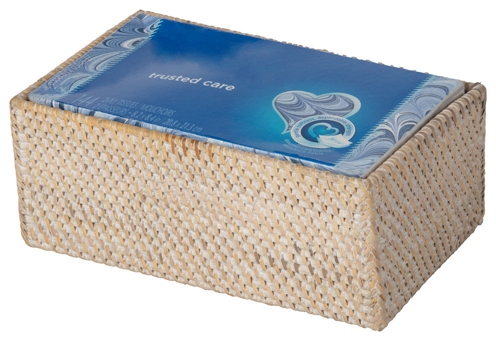 Loma Rectangular Rattan Tissue Box Cover, Latte