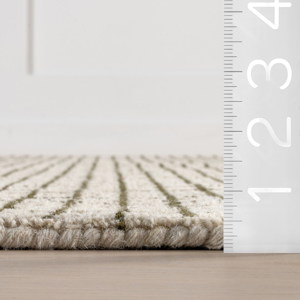 Melrose Checked Wool Area Rug, Green 9' x 12'