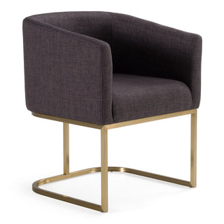 Modrest Yukon Modern Gray Fabric & Antique Brass Dining Chair