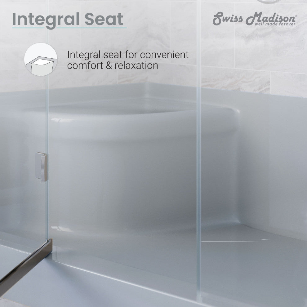 Aquatique 60"x32" Shower Base With Left Hand Drain, Gray