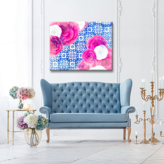 Ready2HangArt 'Tiles and Flowers' Gallery Wrapped Canvas Art, 30 in.