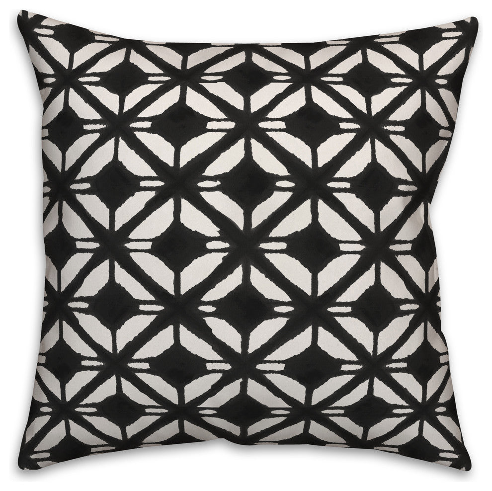 Black Watercolor Diamond 20x20 Throw Pillow