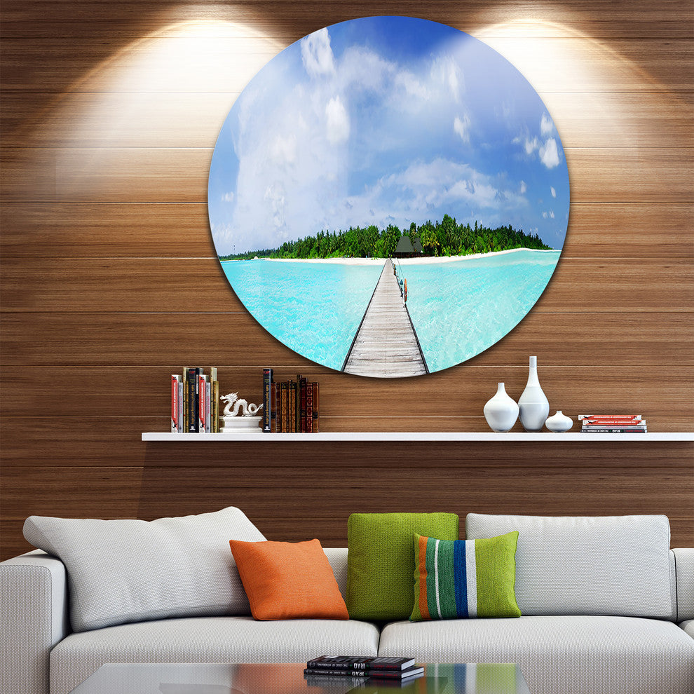 Maldives Panorama, Seascape Photography Round Wall Art, 23"