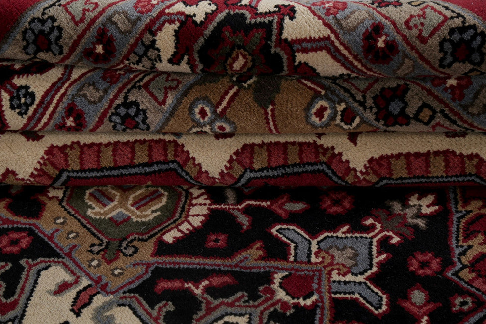 Traditional Heriz Oriental Carpet Handmade Indian Area Rug, Red, 14'9"x11'11