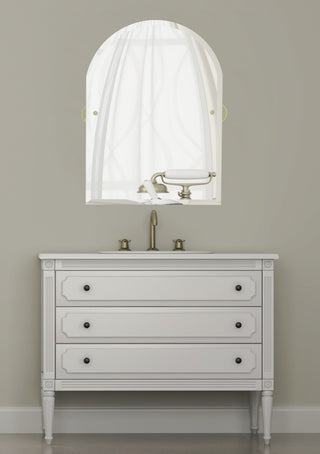 Frameless Arched Top Beveled Edge Tilt Mirror, Matte Black