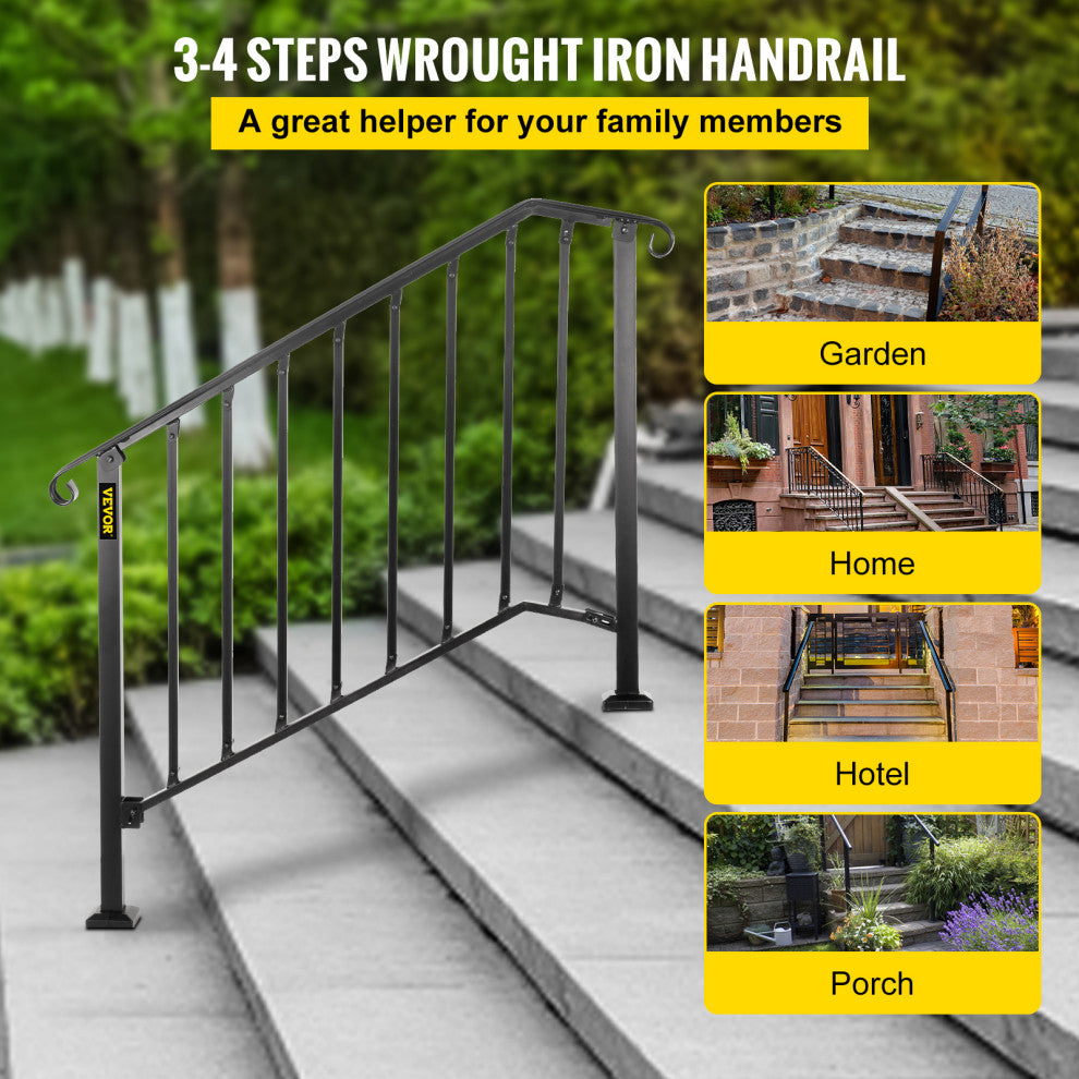Vevor Handrails for Outdoor Steps, Fit 3 or 4 Steps