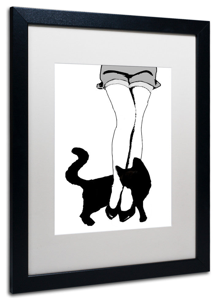 Color Bakery 'Black Cat' Art, Black Frame, White Matte, 16"x20"
