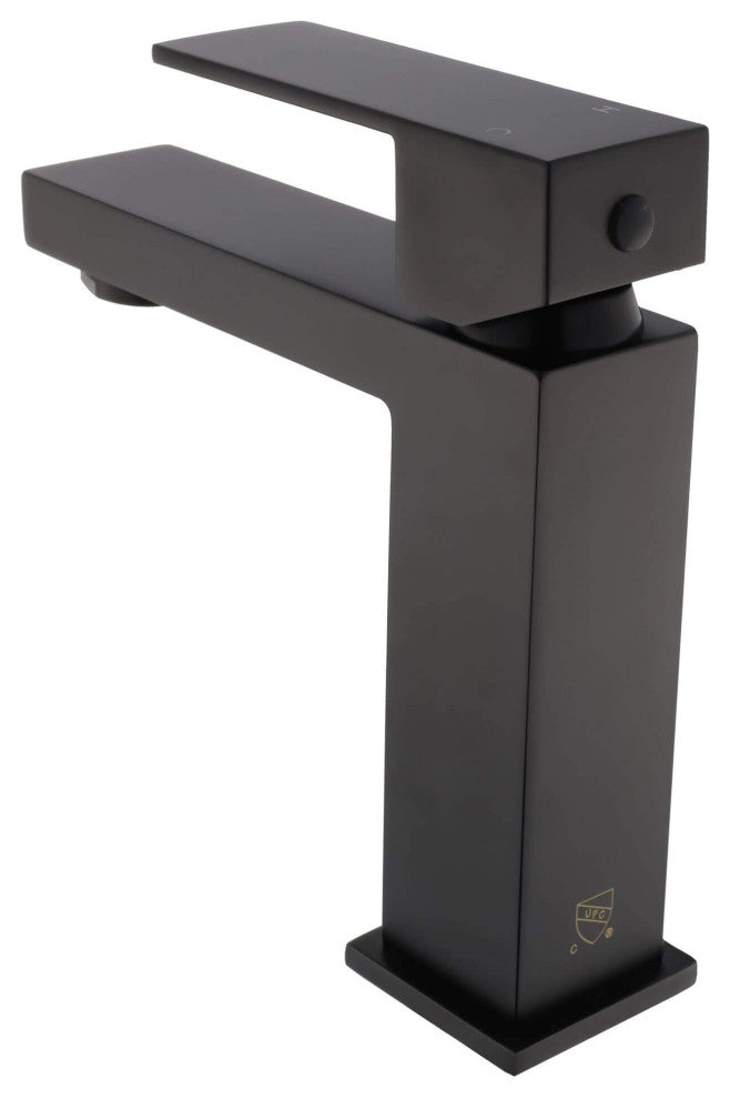 Fine Fixtures Modern Single Hole Bathroom Sink Faucet with Pop-up Drain, Black