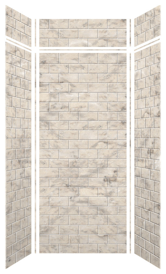 Transolid SaraMar 36"x36"x96" 6-Piece Shower Wall Kit with Extension, Sand Creme