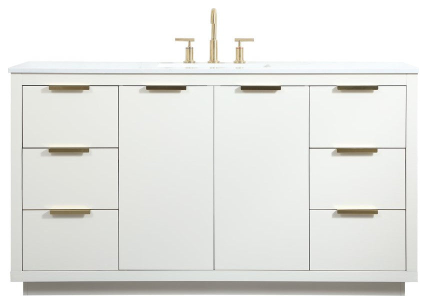 Bethany Single Bathroom Vanity, White, 60"