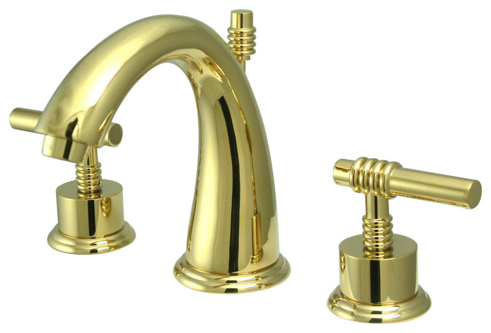 Kingston Brass Widespread Bathroom Faucet With Brass Pop-Up, Polished Brass