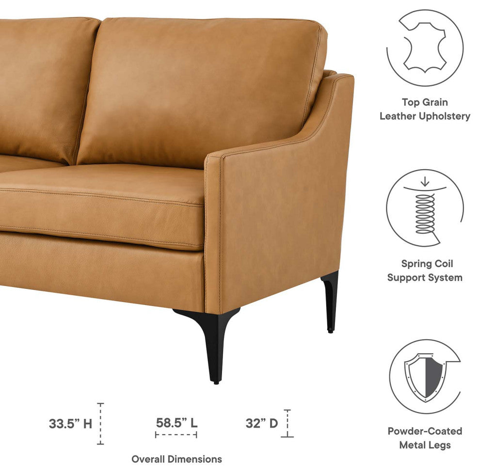 Corland Leather Loveseat, Tan