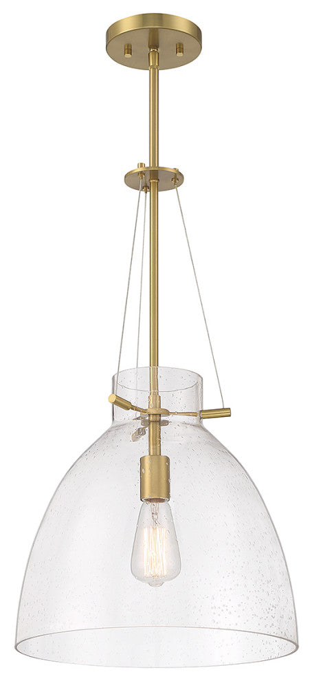 Foster 1-Light Pendant, Matte Black, Warm Brass