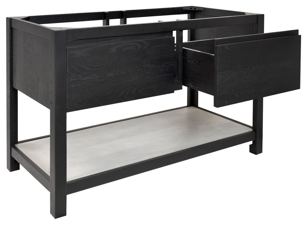 Solace Vanity Set with Palomar Vanity Top and Sink, Ash, Midnight Oak, 48"