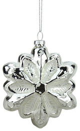 4" Silver and White Glass Snowflake Christmas Ornament