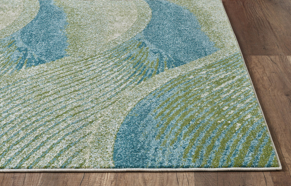 Illusions Breeze Abstract Watercolor Area Rug, Ocean, 6'7 X 9'6