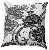 Flower Flourish Polyester Indoor Pillow, Black, 20"x20"