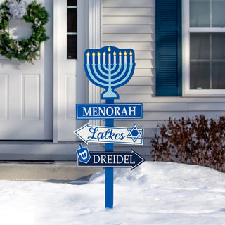 42"H Wooden HANUKKAH Yardstake With Light