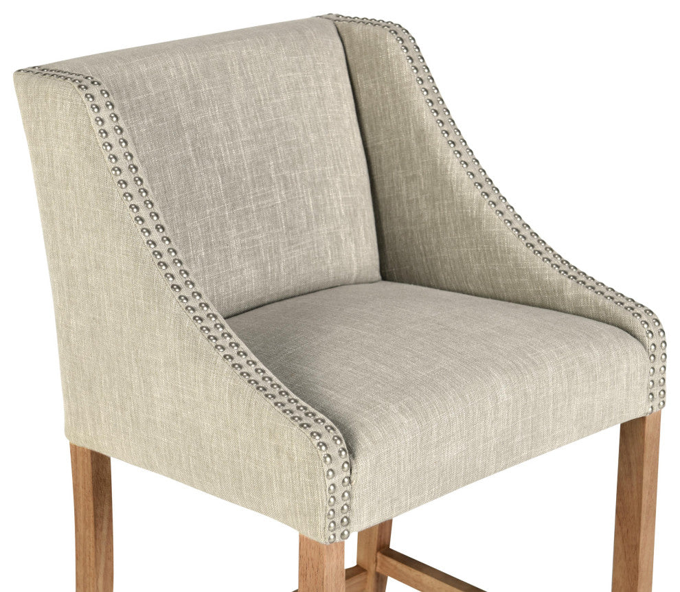 Castaic Stool by Kosas Home, French Beige, Bar Height