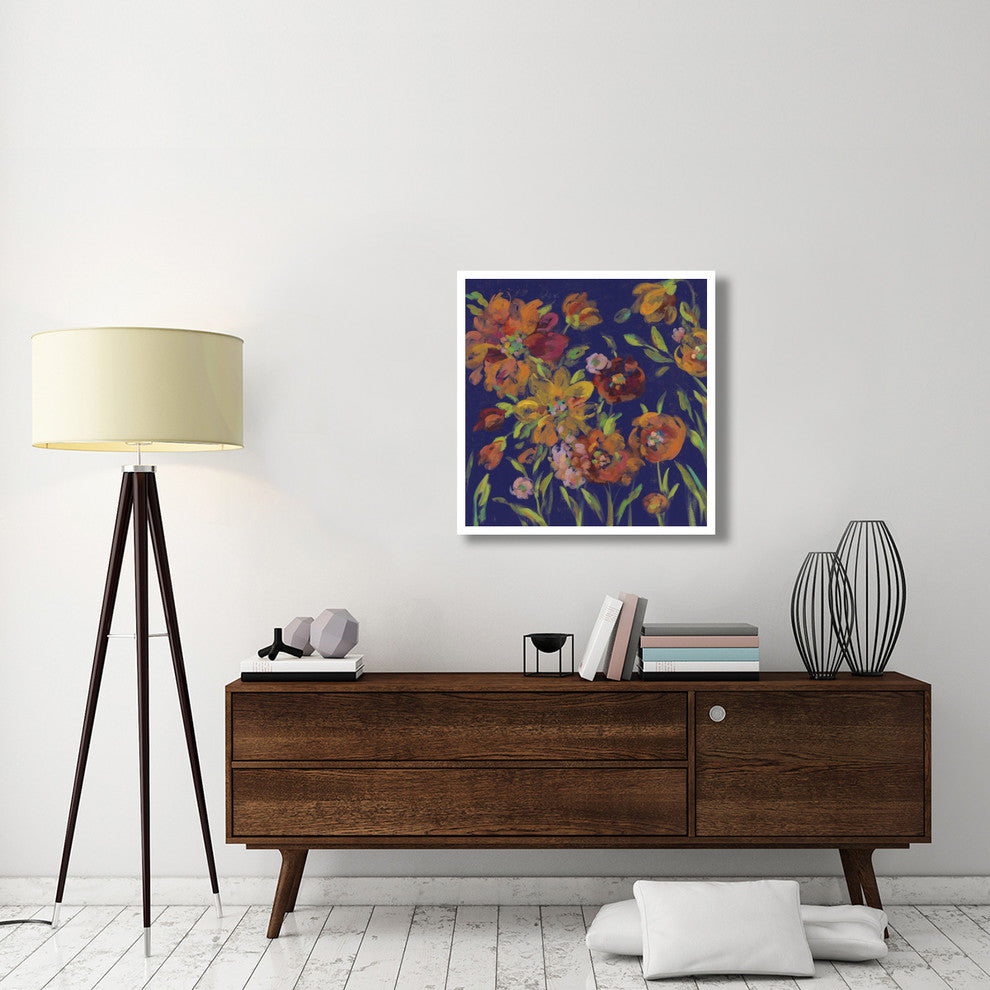 "July Garden Trio III Indigo" Digital Paper Print by Silvia Vassileva, 32"x32"