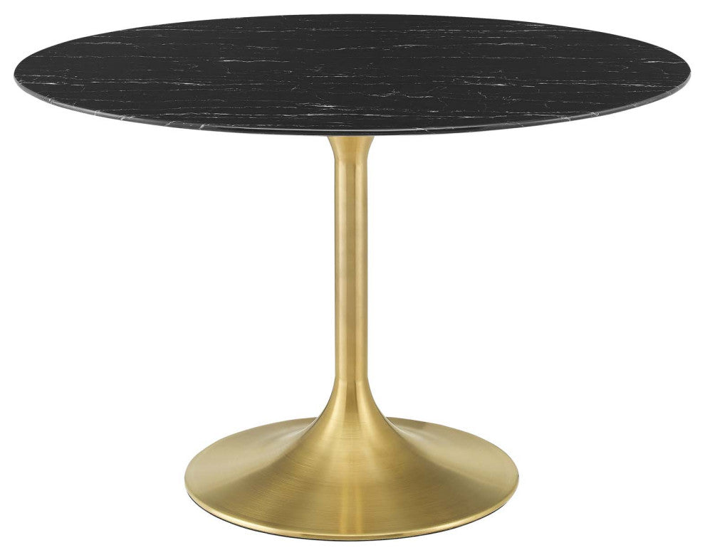 Lippa 47" Artificial Marble Dining Table, Gold Black