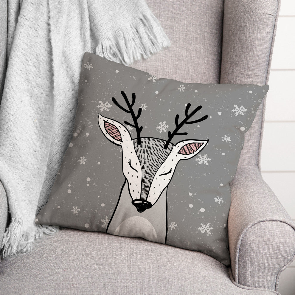 Modern Gray Deer 16x16 Spun Poly Pillow
